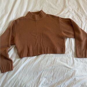 Wilfred Chestnut Brown Cropped Turtleneck Sweater
